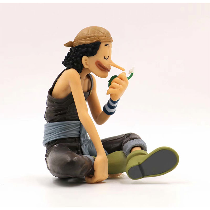 11CM Anime ONE PIECE Usopp Smell Flowers Sitting Posture Action Figure Dolls Decoration Collection Children s 3 - One Piece Figure