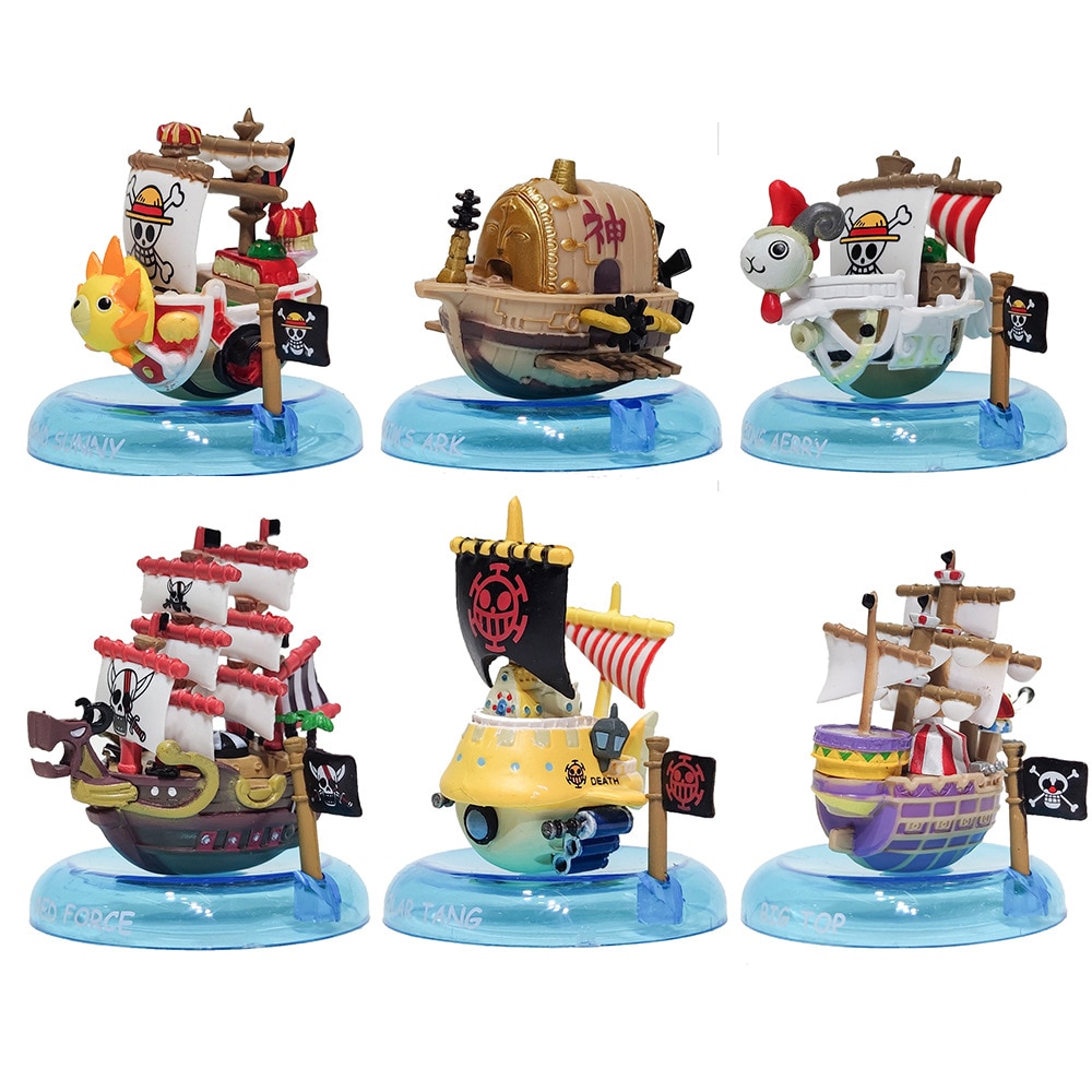 6pcs-Anime-One-Piece-Thousand-Sunny-Pirate-Ship-Figures-Navy-Boat-Model-Going-Merry-Model-Mini