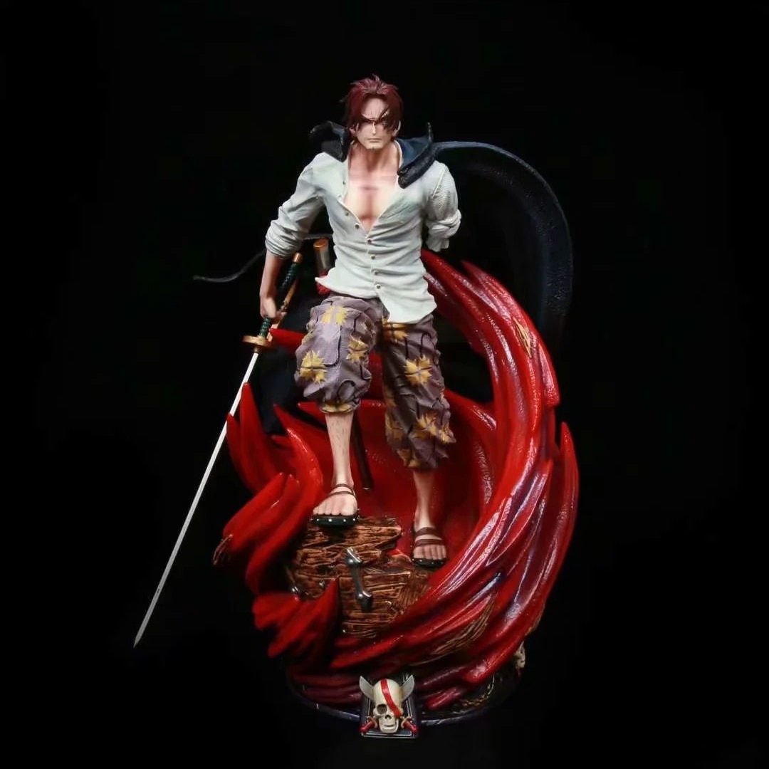Anime GK One Piece Four Emperors Red Hair Shanks Action Figure Statue Collectible Model Kids Toys - One Piece Figure