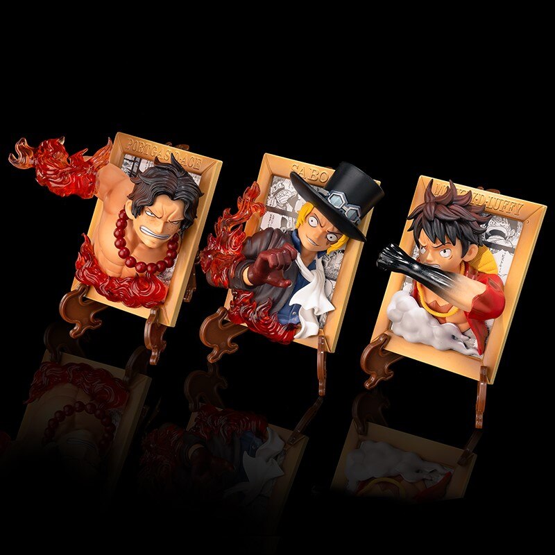 Anime One Piece Figure Ace Luffy Zoro 3D Painting GK Photo Frame Figurine Toys PVC Action 2 - One Piece Figure