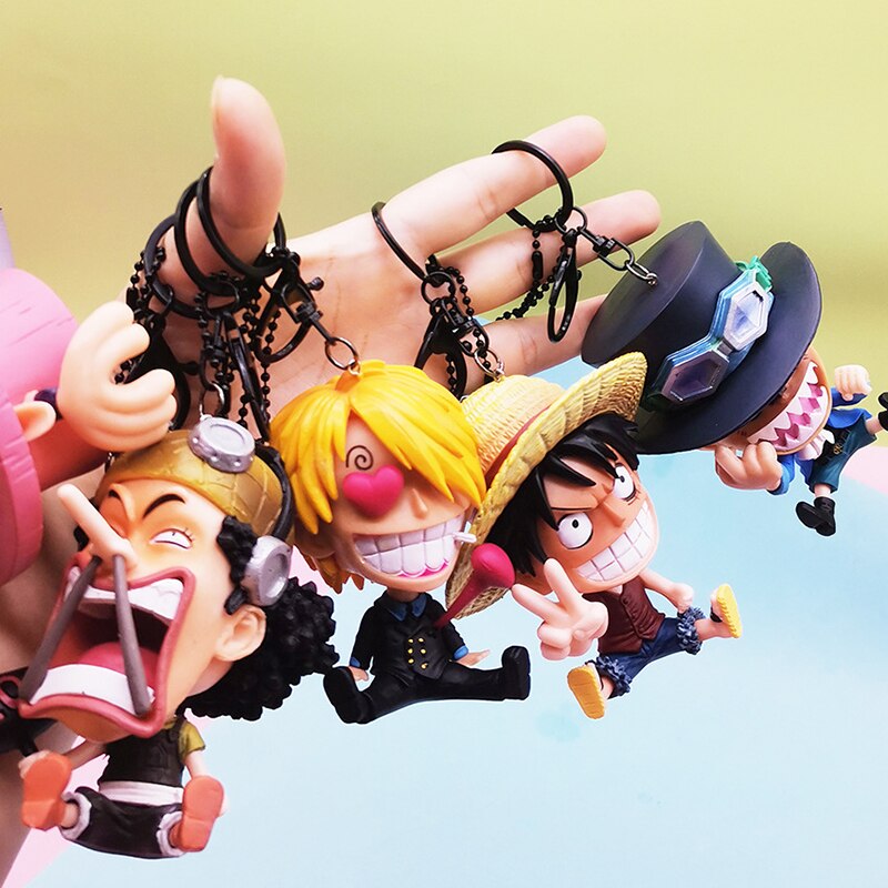 Anime One Piece Figures Model Keychains Accessories Cartoons Luffy Zoro Ace Brooke Model Funny Cool Stuff 3 - One Piece Figure