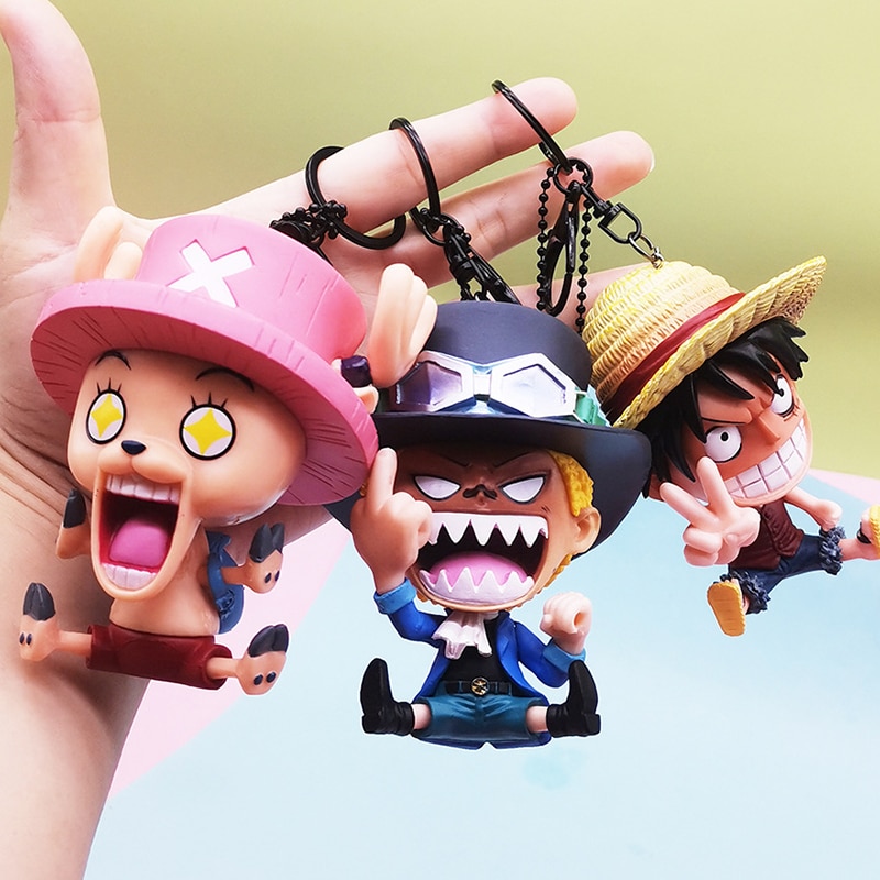 Anime One Piece Figures Model Keychains Accessories Cartoons Luffy Zoro Ace Brooke Model Funny Cool Stuff 4 - One Piece Figure