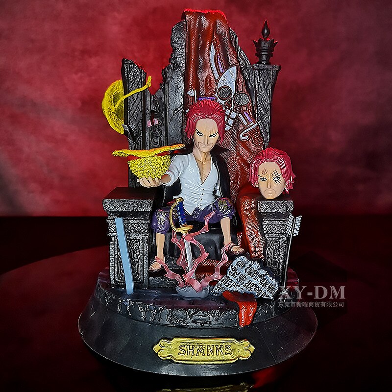 Boxed 24CM Anime ONE PIECE GK Red hair Shanks throne 2 heads replaceable Action Figure Model 1 - One Piece Figure