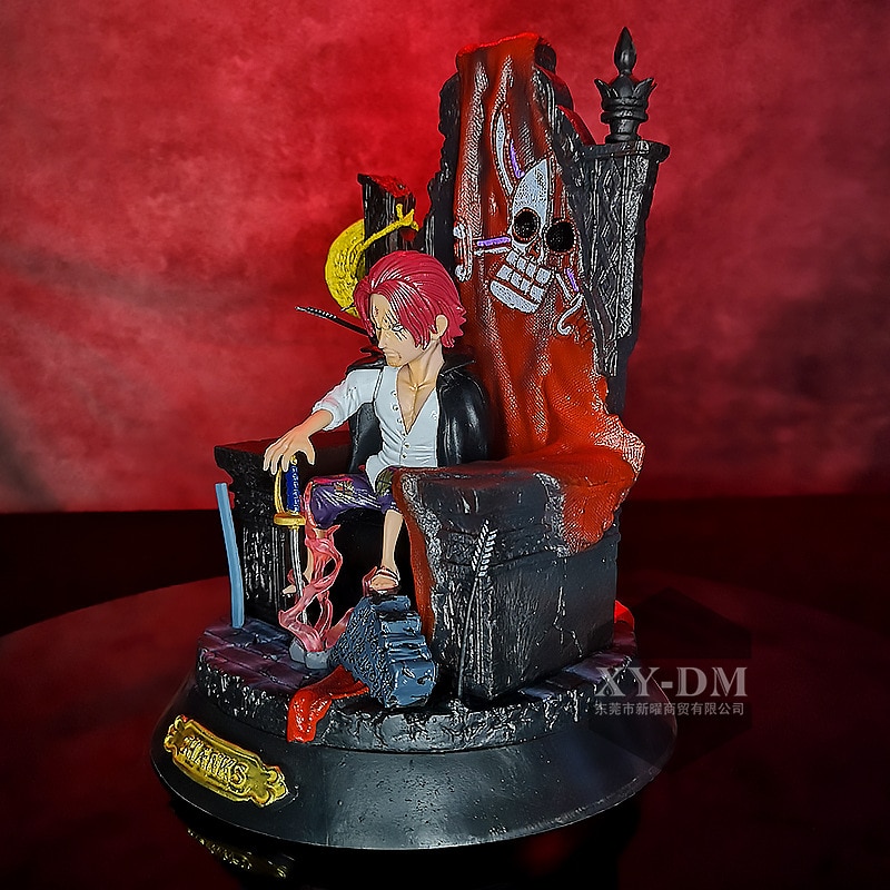 Boxed 24CM Anime ONE PIECE GK Red hair Shanks throne 2 heads replaceable Action Figure Model 2 - One Piece Figure