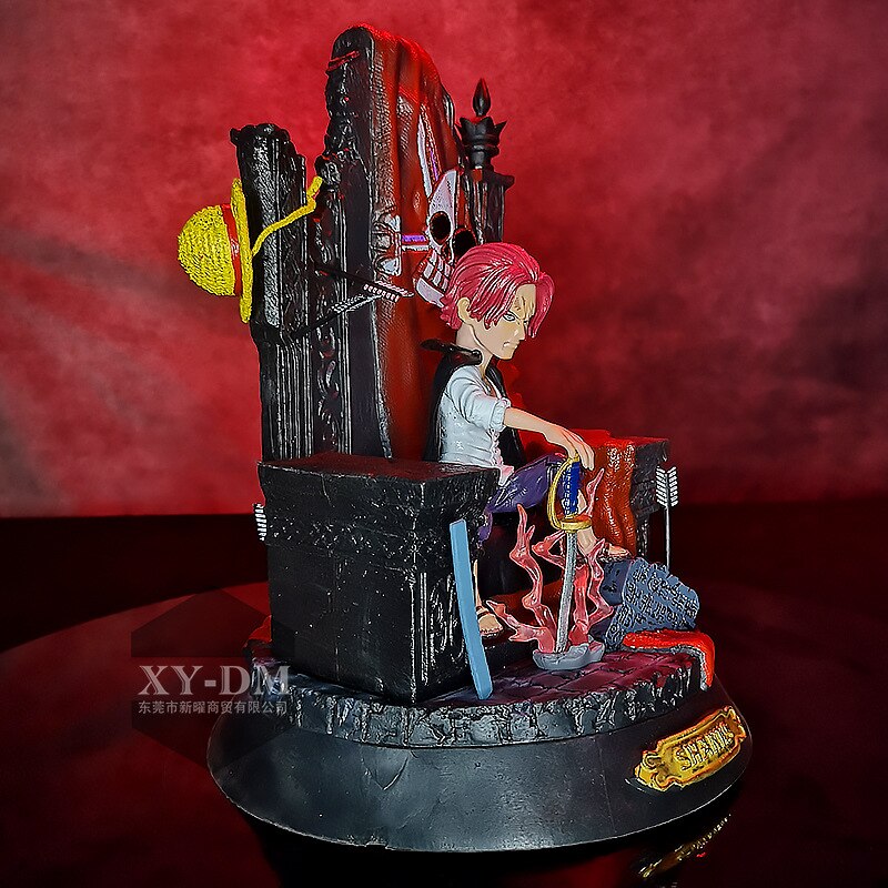 Boxed 24CM Anime ONE PIECE GK Red hair Shanks throne 2 heads replaceable Action Figure Model 3 - One Piece Figure