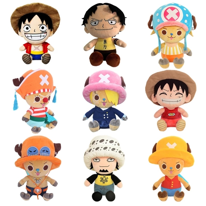 New 14 25cm One Piece Plush Toys Anime Figure Luffy Chopper Ace Law Cute Doll Cartoon - One Piece Figure
