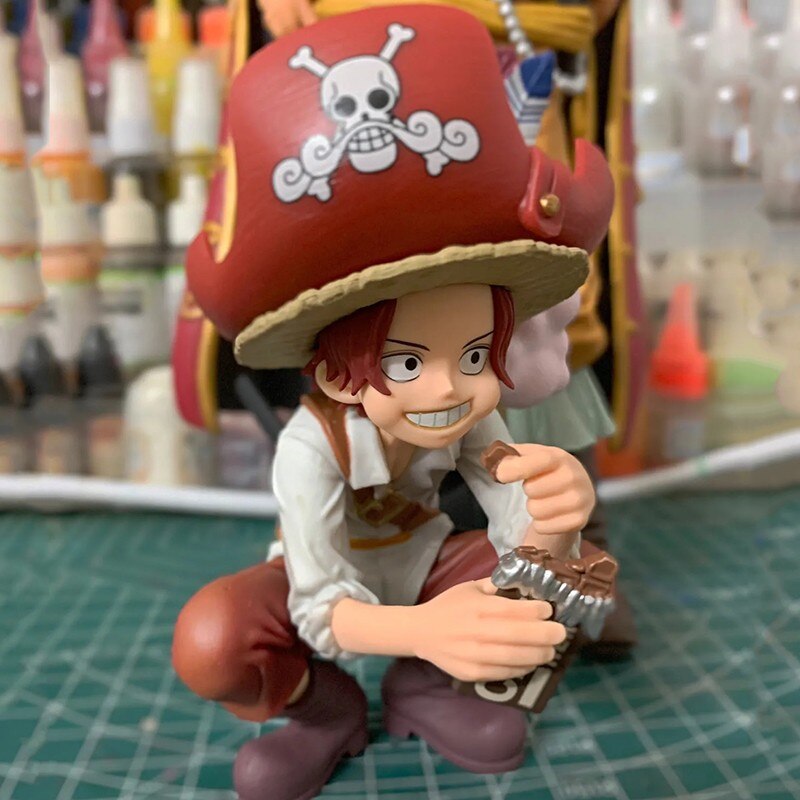 Original Bp Childhood Shanks red haired With Pirate Hat Cute Ation Figurines Assembly Shanks Color 1 - One Piece Figure