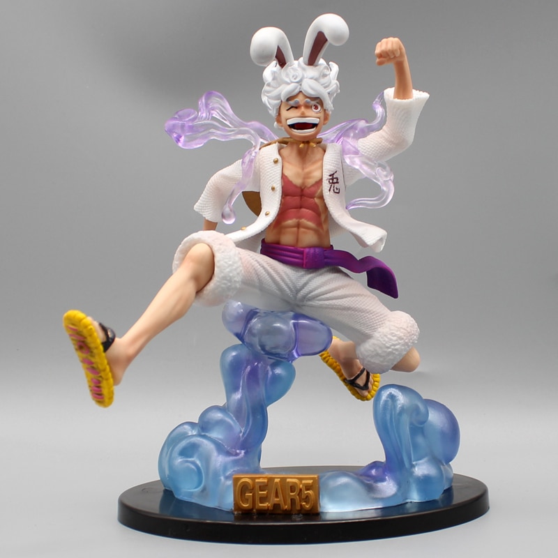 One Piece Figures Monkey D Luffy Nika Anime Figure White Rabbit Cap Statue Figurine 20cm Pvc 1 - One Piece Figure