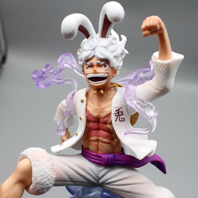 One Piece Figures Monkey D Luffy Nika Anime Figure White Rabbit Cap Statue Figurine 20cm Pvc 4 - One Piece Figure